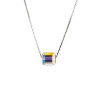 IOETSEUT men's necklaces friendship necklace Geometric Square Colorful Zircon Crystal Necklaces For Women Korean Fashion Female Clavicle Chain Pendant Necklace Jewelry