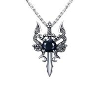 IOETSEUT men's necklaces friendship necklace Gothic Retro Rhinestone Cross Dragon Sword Pendant ins Hip-Hop Men's Fashion Personality Versatile Necklace Jewelry Accessories