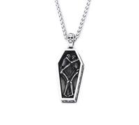 IOETSEUT men's necklaces friendship necklace Gothic Vintage Double Skull Coffin Pendant Necklace For Men Punk Vampire Skeleton Necklaces Biker Jewelry Gifts
