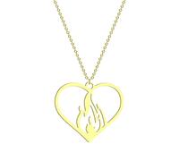 IOETSEUT men's necklaces friendship necklace Heart On Fire Necklace For Women Female Burning Heart Forever Love Wedding Jewelry Party Gift