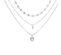 IOETSEUT men's necklaces friendship necklace Heart Pendant Necklace Opal Metal Silver Color Multi- for Women 2024 Trendy Cute Elegant Y2K Jewelry Party Gift