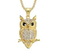 IOETSEUT men's necklaces friendship necklace Hip Hop Iced Out Bling Animal Owl Pendant Gold Color Necklace for Women Men Punk Fashion Party Jewelry Gift 2025