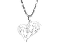 IOETSEUT men's necklaces friendship necklace Horse Head Heart Shaped Pendant Necklace for Men Women Jockey Club Casual Couple Jewelry Gift
