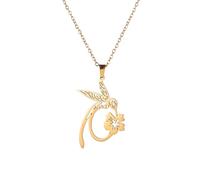 IOETSEUT men's necklaces friendship necklace Hummingbird Flower Pendant Necklaces for Women Girls Gold Color Chain Choker Animal Jewelry Birthday Gift