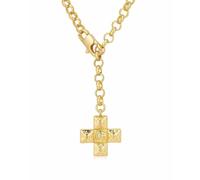 IOETSEUT men's necklaces friendship necklace Ins Cross-Border Gold-Plated Cross Water Swirl Bead Necklace