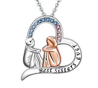 IOETSEUT men's necklaces friendship necklace Jewelry for Women Sisters Alphabet Heart Necklace for Women Crystal Chain Pendant Valentines Day Gift Fashion Friend Sister Gift