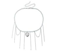 IOETSEUT men's necklaces friendship necklace Ladies Heart Shaped Pendant Necklace Multi Layer Pearl Chain Choker Y2K Necklace Women's Necklace Girls Necklace