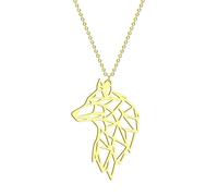 IOETSEUT men's necklaces friendship necklace Origami Wolf Head Pendant Geometric Necklace Origami Jewelry Gift