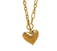 IOETSEUT men's necklaces friendship necklace OT Buckle Heart Chain Chic Necklace PVD Plated Korean Exquisite Jewelry Gift