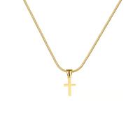 IOETSEUT men's necklaces friendship necklace Punk Small Cross Pendant Female Gold Silver Color Snake Chain Necklace For Women Religious Jewelry Gift