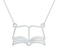 IOETSEUT men's necklaces friendship necklace Reading Lover Books Pendant Necklace For Women Silver Bookworm Student Jewelry Choker Necklace
