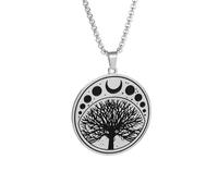 IOETSEUT men's necklaces friendship necklace Retro Punk Tree of Life Sun and Moon Medal Pendant Necklace for Men and Women Casual Sports Jewelry Gift