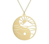IOETSEUT men's necklaces friendship necklace Round Yin And Yang Pendant For Women Dainty Jewelry Sun Mountain Wave Necklace