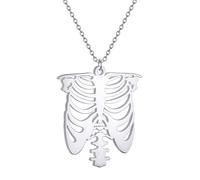 IOETSEUT men's necklaces friendship necklace Trendy Punk Skeleton Ribcage Necklace for Women Men Chain Clavicle Choker Art Line Male Jewelry