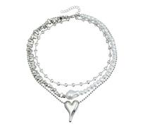 IOETSEUT men's necklaces friendship necklace Trendy wedding party jewelry - Sweet cool tomboy style - Metallic heart necklace - gift