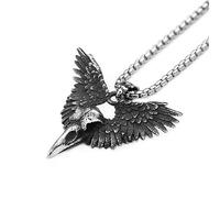 IOETSEUT men's necklaces friendship necklace Unique Vintage Black Raven Skull Wing Pendant Necklace for Men Women Punk Animal Amulet Jewelry Gifts