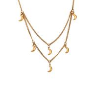 IOETSEUT men's necklaces friendship necklace Very Thin Small Moon Chain Chic Necklace PVD Plated Korean Exquisite Jewelry Gift