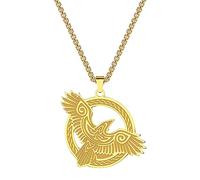 IOETSEUT men's necklaces friendship necklace Viking Raven Pendant Necklace for Men Women Silver Gold Colour Box Chain Bird Charm Religion Pagan Gift