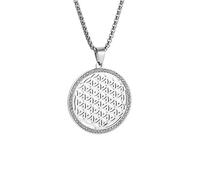 IOETSEUT men's necklaces friendship necklace Vintage Sacred Geometry Flower of Life Necklace Inlaid with Shining Zircon Round Hollow Pendant for Couples