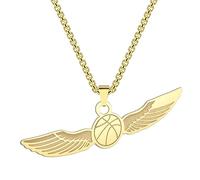 IOETSEUT men's necklaces friendship necklace Winged Basket Ball Pendant Necklace for Men Boys Punk Talisman Sports Charm Chain Hip Hop Jewelry