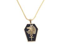 IOETSEUT Men's necklaces jewelry Ancient Egyptian God of Death Anubis Statue Necklace Ankh Cross Pendant Men Amulets Popular Jewelry Gifts