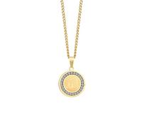 IOETSEUT Men's necklaces jewelry Arabic Words Calligraphy Disc Medal CZ Edge Necklace Pendant Jewelry