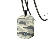 IOETSEUT Men's necklaces jewelry Camo Dog Tag Pendant Necklace, Blue CZ Accent for Men Abstract Soldier Military Fancy Camouflage Jewelry