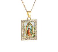 IOETSEUT Men's necklaces jewelry Christian Virgin Mary Pendant Our Lady of Guadalupe Necklace Women's Religious Lucky Amulet Jewelry Gift