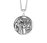 IOETSEUT Men's necklaces jewelry Classics Vintage Lucifer with Anubis Pendant Necklaces for Men Women Egypt Mythology Jewelry