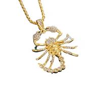 IOETSEUT Men's necklaces jewelry Delicate Iced Out Zircon Gold Color Poison Scorpion Pendant Necklace Women Personality Hip Hop Rock Party Jewelry Gift