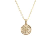 IOETSEUT Men's necklaces jewelry Exquisite Catholic St. Benedict Necklace Round Medal Christian Jesus Cross Pendant Men and Women Amulet Jewelry