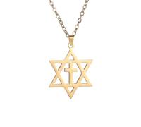 IOETSEUT Men's necklaces jewelry Exquisite Jewish Cross Star of David Pendant Necklace for Men Women Fashionable Lucky Amulet Jewelry
