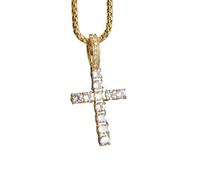 IOETSEUT Men's necklaces jewelry Exquisite Shining Ice Out Cross Necklace Pendant Women's Catholic Prayer Jewelry Girls Dinner Party Gift