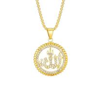 IOETSEUT Men's necklaces jewelry Exquisite Zircon Allah Quran Medal Necklace Men's Islamic Religious Muslim Ramadhan Jewelry