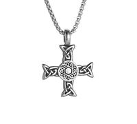 IOETSEUT Men's necklaces jewelry Fashionable Irish Cross Celtic Knot Pendant Necklace for Men Nordic Norwegian Lucky Amulet Jewelry