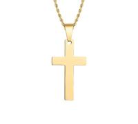 IOETSEUT Men's necklaces jewelry Gold Color Cross Necklaces for Men Boys, Pendant Necklaces with 50cm Twist Rope Chain,Beach Surfing Jewelry Gift