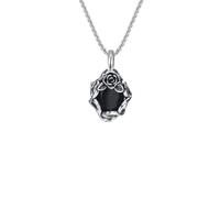 IOETSEUT Men's necklaces jewelry Gothic Black Stone Necklaces for Men Women,Thorn Rose Metal Pendant Collar,Rock Punk Fashion Jewelry Gift