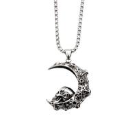 IOETSEUT Men's necklaces jewelry Gothic Retro Crescent Skull Necklace Men's Chain Punk Biker Skull Pendant Necklace Fashion Jewelry Wholesale
