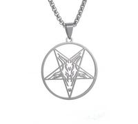 IOETSEUT Men's necklaces jewelry Gothic Satanic Goat Necklace Men's Santa Baphomet Pentagram Satan Lucifer Pendant Witch Amulet Jewelry