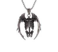 IOETSEUT Men's necklaces jewelry Gothic Wings Grim Reaper Pendant Half Body Skull Necklace Men 's Biker Punk Rock Jewelry