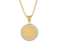 IOETSEUT Men's necklaces jewelry Hip Hop Iced Out San Benito San Benito Holy Medal Pendant Jesus Necklace Religious Amulet Jewelry for Men and Women