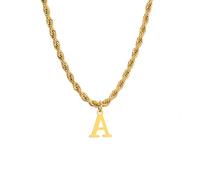 IOETSEUT Men's necklaces jewelry Initials Necklace for Men Boys, A-Z 26 Letters Pendant with Twisted Rope Chain Cuban Chain Gift,50CM/19.5"