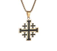 IOETSEUT Men's necklaces jewelry Jerusalem Crusader Cross Necklace Pendant Women Men Vintage Medieval Religious Statement Jewelry Gift