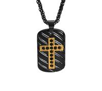 IOETSEUT Men's necklaces jewelry Luxury Dogtag Necklace for Men Boys,Black Zircon Cross Square Pendant Necklace,Stylish Gifts to Husband Father