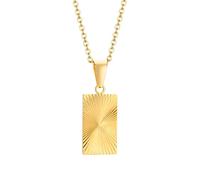 IOETSEUT Men's necklaces jewelry Men Necklace Gold Plated,Embossing Radiation Rectangle Pendant, Sunburst Charm Necklaces Jewelry