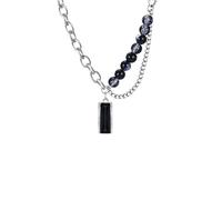 IOETSEUT Men's necklaces jewelry Men Stylish Black Stone Choker Necklaces,Chic Double Layers Chain Collar,Valentine's Father's Day Birthday Party Gift
