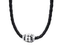 IOETSEUT Men's necklaces jewelry Men's Necklace 9 words Buddha Mantra Lucky Beads Charm Pendant with Black Braided Rope Male Jewelry 20" Chain