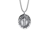 IOETSEUT Men's necklaces jewelry Men's Retro Silver Color Cross Pendant Necklaces,New Punk Religious Faith Collar Gifts to Him Jewelry