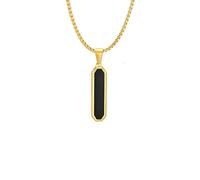 IOETSEUT Men's necklaces jewelry Mens Vertical Bar Necklaces for Boys,Waterproof Black Color Geometric Pendant Collar, Gifts for Him Jewelry