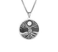 IOETSEUT Men's necklaces jewelry Moon World Tree Round Medal Pendant Tree of Life Necklace Men's Lucky Amulet Jewelry Gift